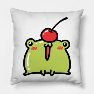 Frog with cherry hat Pillow