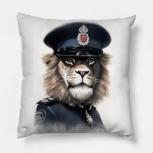 Lion In A Police Uniform Pillow