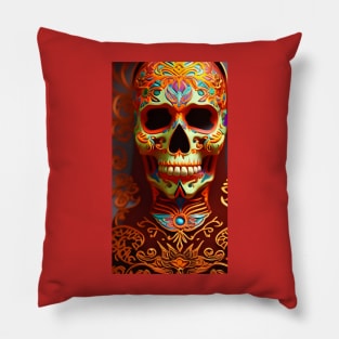 Orange Sugar Skull Pillow