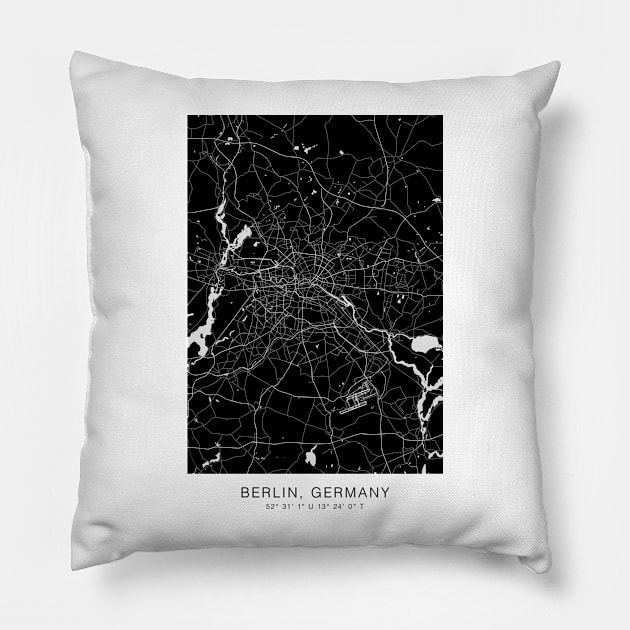 berlin maps poster minimalist Pillow by Genetics art