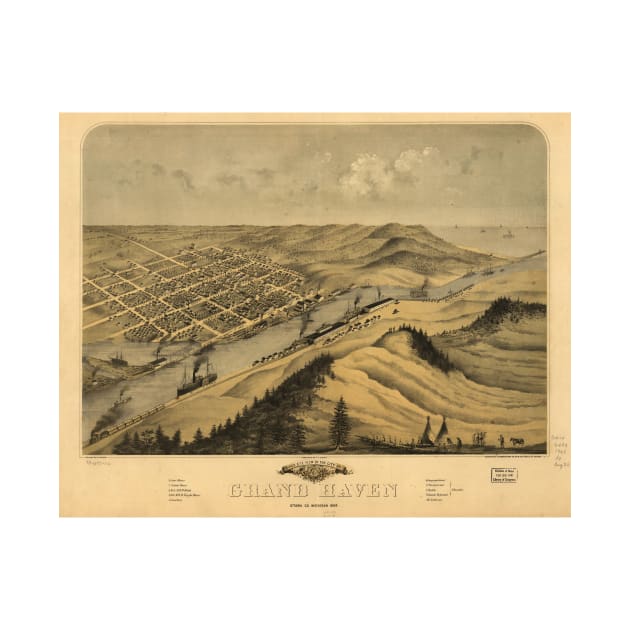 Vintage Map of Grand Haven MI (1868) by Bravuramedia