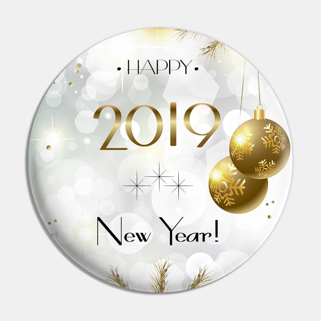 2019 Winter Holiday Christmas & Happy New Year Greeting Card Pin by sofiartmedia