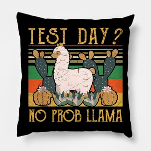 Test Day No Pro Llama Funny Teacher Exam Testing Retro Pillow