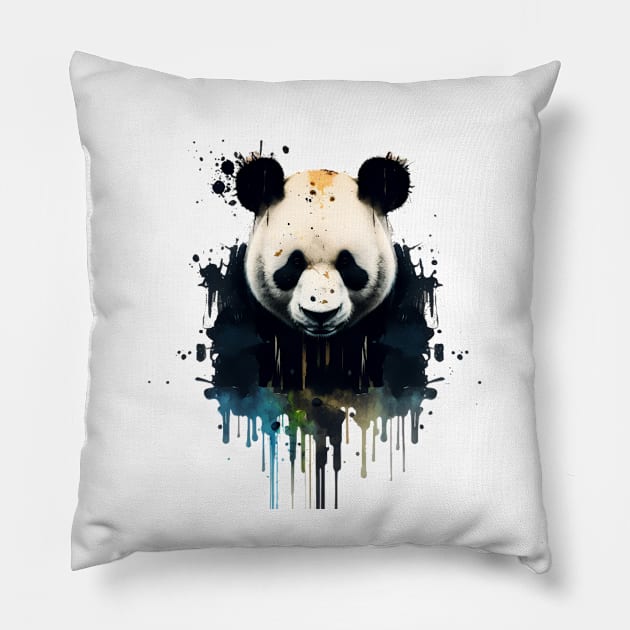 panda dripping Pillow by myepicass