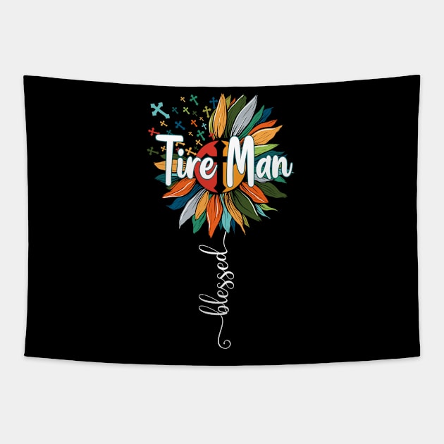 Blessed Tire Man Tapestry by Brande