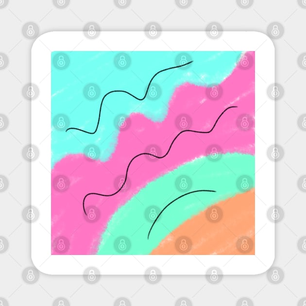 Pink green orange watercolor abstract art Magnet by Artistic_st