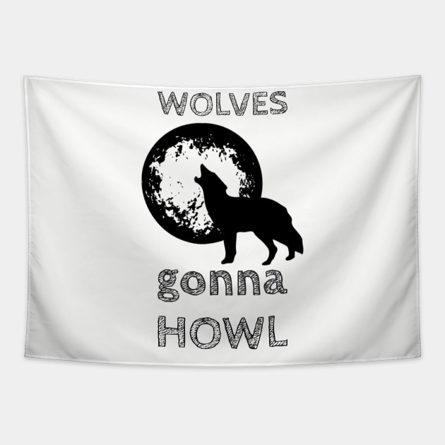 Howling Wolf and Full Moon Tapestry by AtkissonDesign