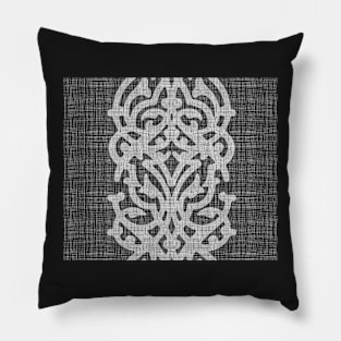 black linen with white damask Pillow