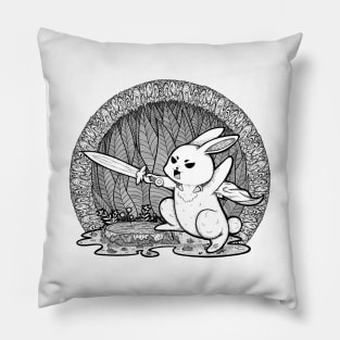 Bunny Warrior Illustration Pillow