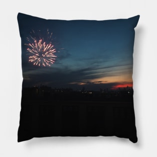 NYC Skyline Fireworks Fourth of July Pillow