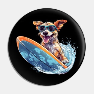 Surfing Cute Dog Pin