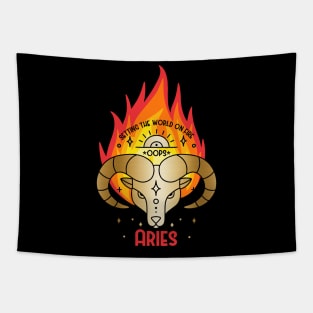 Aries fire faux gold astrology sun sign zodiac birth sign Tapestry