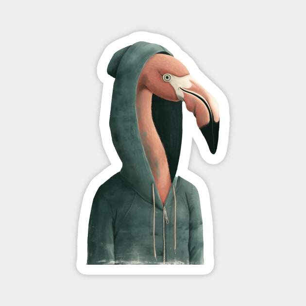 Flamingo With Hoodie Magnet by JunkyDotCom