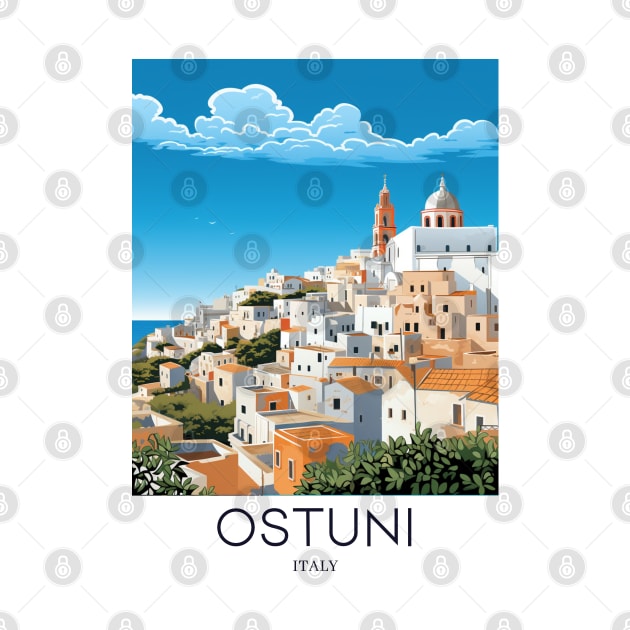 A Pop Art Travel Print of Ostuni - Italy by Studio Red Koala