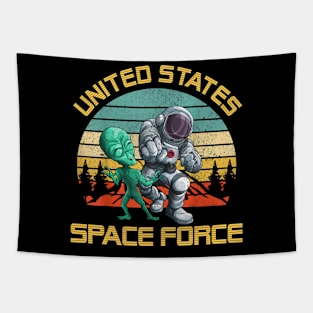 United States Space Force Astronaut Punch Aliens Tapestry