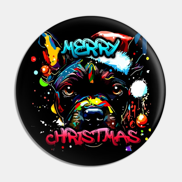 Merry Christmas Pitbull - Christmas Graphic Graffiti Art - Holiday Gift Pin by MaystarUniverse