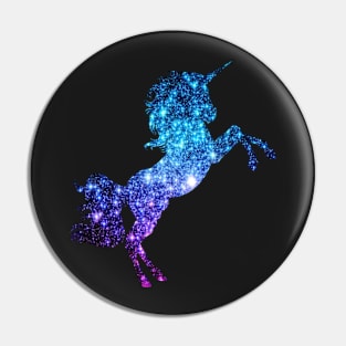 Bright Teal and Purple Ombre Faux Glitter Unicorn Pin