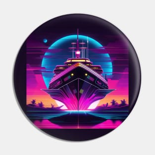 Synthwave ship Pin