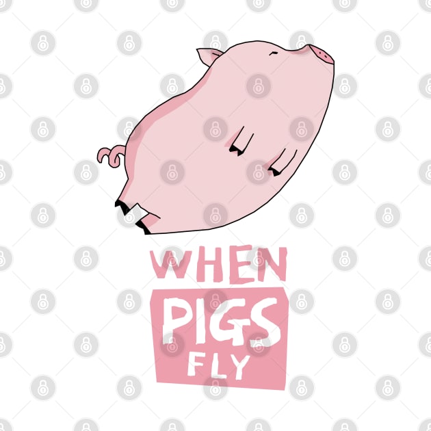 Cute Pinky Pig Flying by KewaleeTee