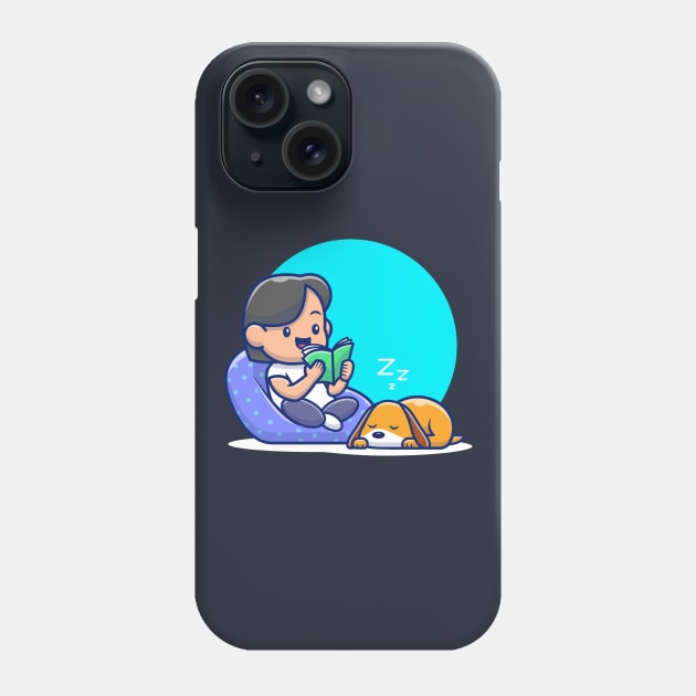 Cute boy reading book cartoon Phone Case by Catalyst Labs