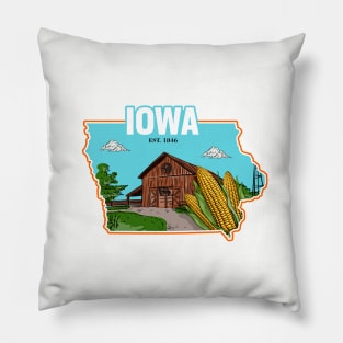 Iowa and vintage Pillow