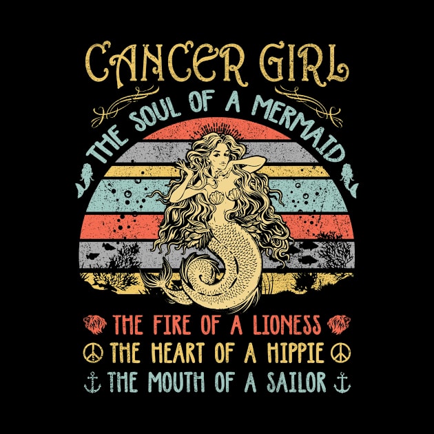 Cancer Girl The Soul Of A Mermaid Vintage Birthday Gift by Shops PR