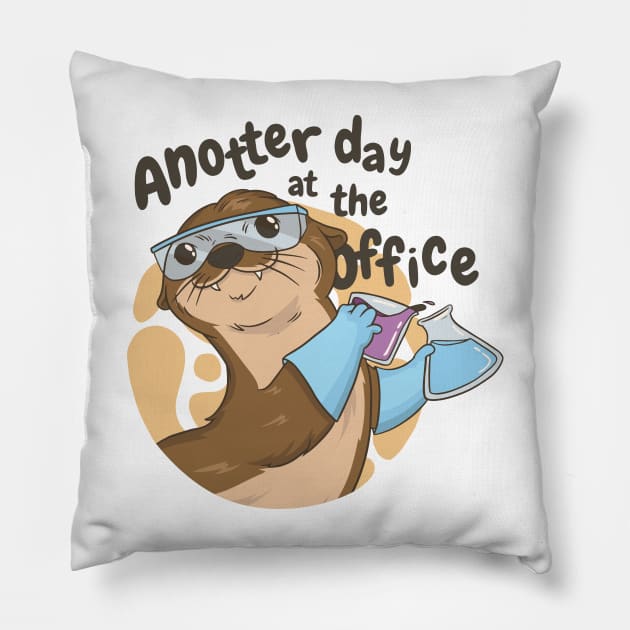 AnOtter Day at the Office Funny Science Geek Pillow by Popculture Tee Collection
