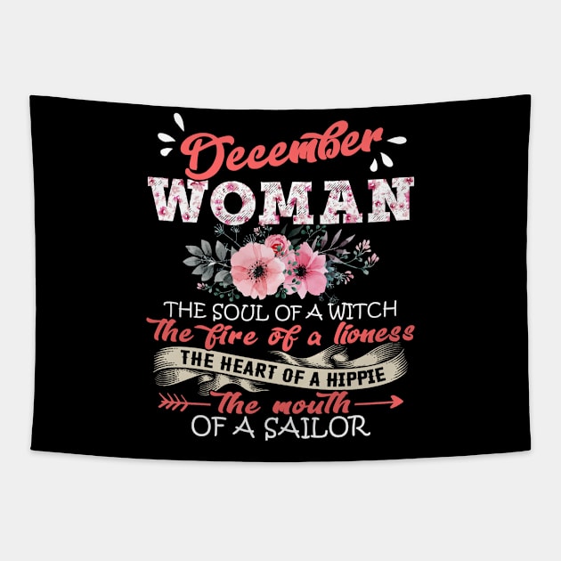 December Woman The Soul Of A Witch Floral Yoga December Woman Birthday Gift Tapestry by Shops PR