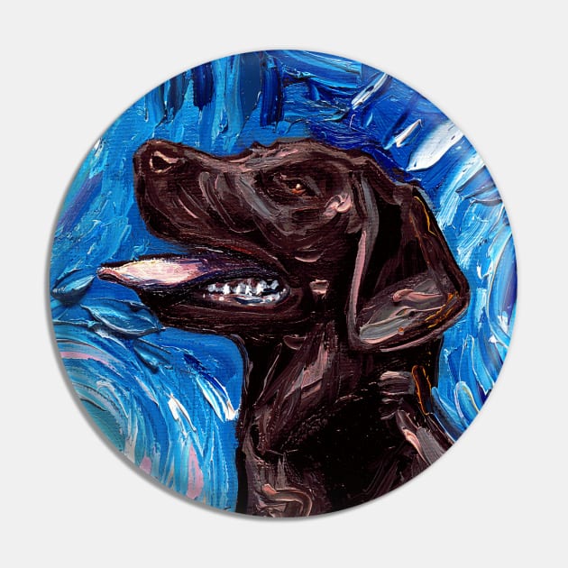 Chocolate Labrador Night (Portrait) Pin by sagittariusgallery