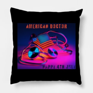 American Medic, american doctor, nurse, 4th july, neon Pillow