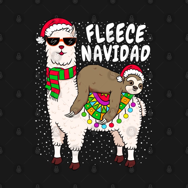 Fleece Feliz Navidad Sloth Riding Llama Spanish  Christmas by silentsoularts