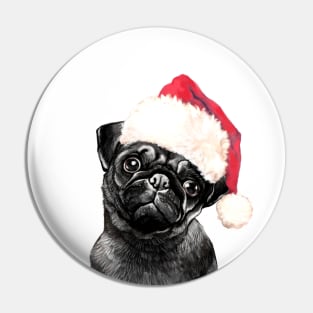 Christmas Black Pug Pin