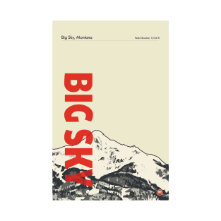 Big Sky Montana Vintage Modern Ski Travel Poster T-Shirt