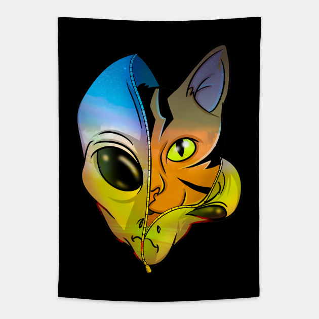 Anime Feline Alien Head Space Cat - Cat In Space - Tapestry | TeePublic Anime Feline Alien Head Space Cat - Cat In Space - Tapestry | TeePublic