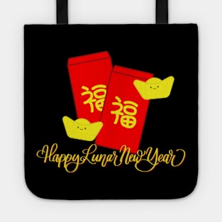 Lunar New Year Red Envelope and Golden Nugget - Black Tote