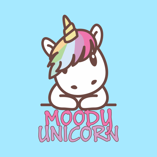 Moody unicorn - Cute little unicorn with a cool attitude! - Available in stickers, clothing, etc by Crazy Collective