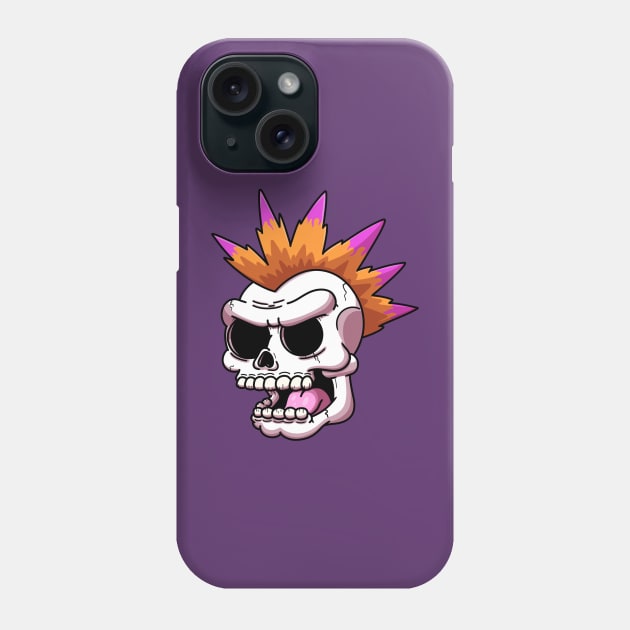 Cartoon Punk Rock Skeleton Head Phone Case by TheMaskedTooner