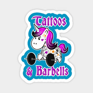 Barbell Unicorn, tattoos and barbells, fitness girl Magnet