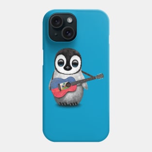 Baby Penguin Playing Haitian Flag Guitar Phone Case