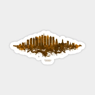 Philadelphia City Skyline - Watercolor Orange, Brown Magnet