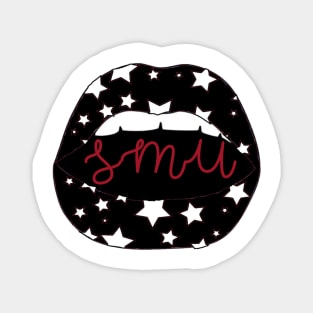 SMU Lips BW Red Script Stars Magnet
