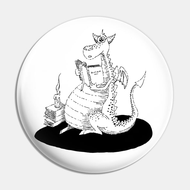 Cute Dragon Reading a Book Pin by PrintablesPassions