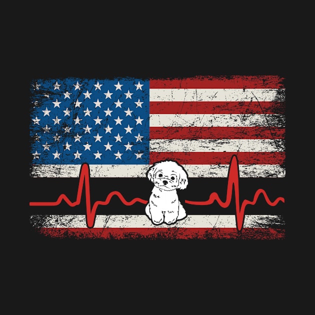 Funny Maltese American Flag Heartbeat Dog Lover Gift 4th Of July by huytho2