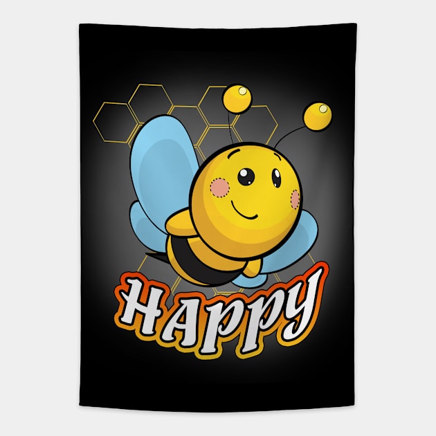 Bee Happy Pun Tapestry by Shawnsonart