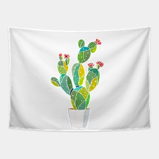 Blooming Cactus Plant in Pot Tapestry