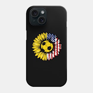 Sunflower American Flag Soccer Lover Gifts 4th Of July Phone Case