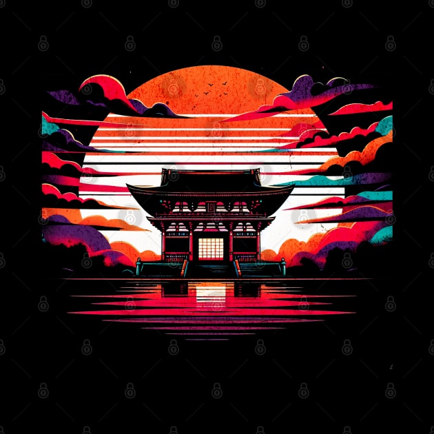 Meiji Shrine Tokyo Retro Design by Miami Neon Designs