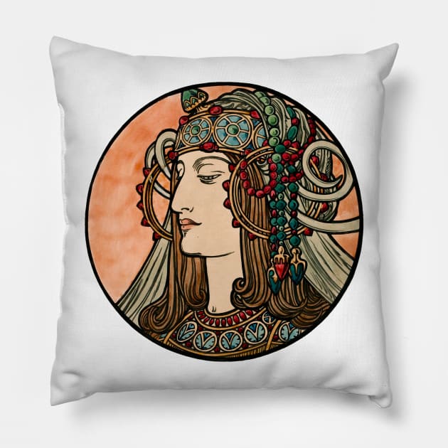 Alphonse Mucha - Stained Glass Pillow by kaliyuga