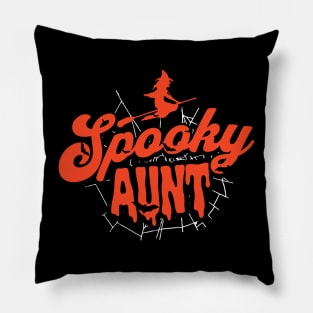 Cute Halloween Spooky Aunt Orange and Black Halloween Witch Pillow