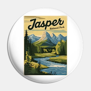 Retro Poster of Jasper National Park Pin